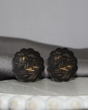 Vintage Amita Japanese Silver Screw Back Earrings 9.2G / 0.8in